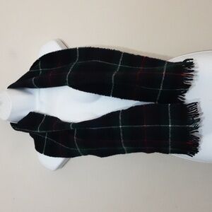 Johnston of Elgin plaid wool green unisex scarf academia retro Y2K winter cozy